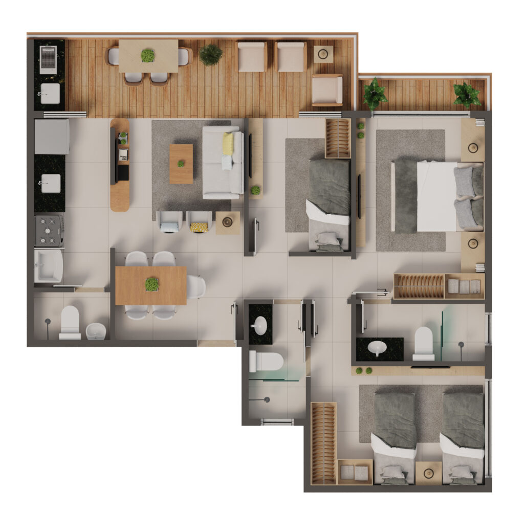 Beach Ville planta apto 75,27m²