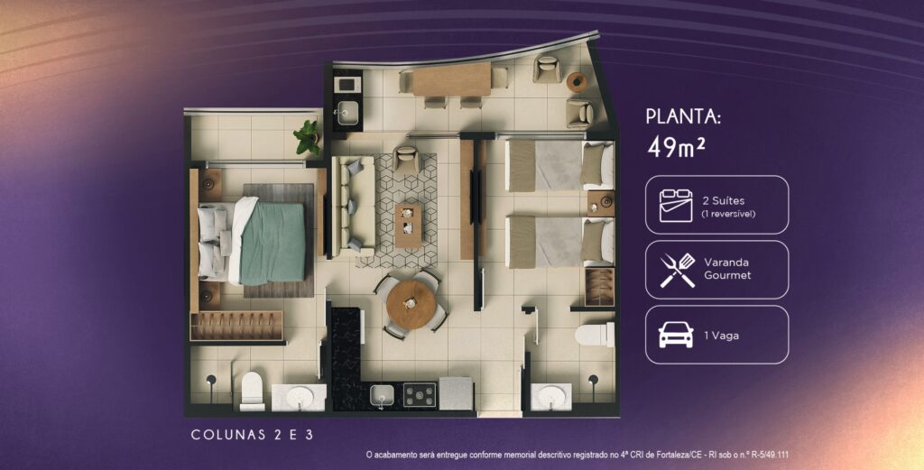 ATRIUM SELLECT – APARTAMENTOS NA ALDEOTA 49m² planta